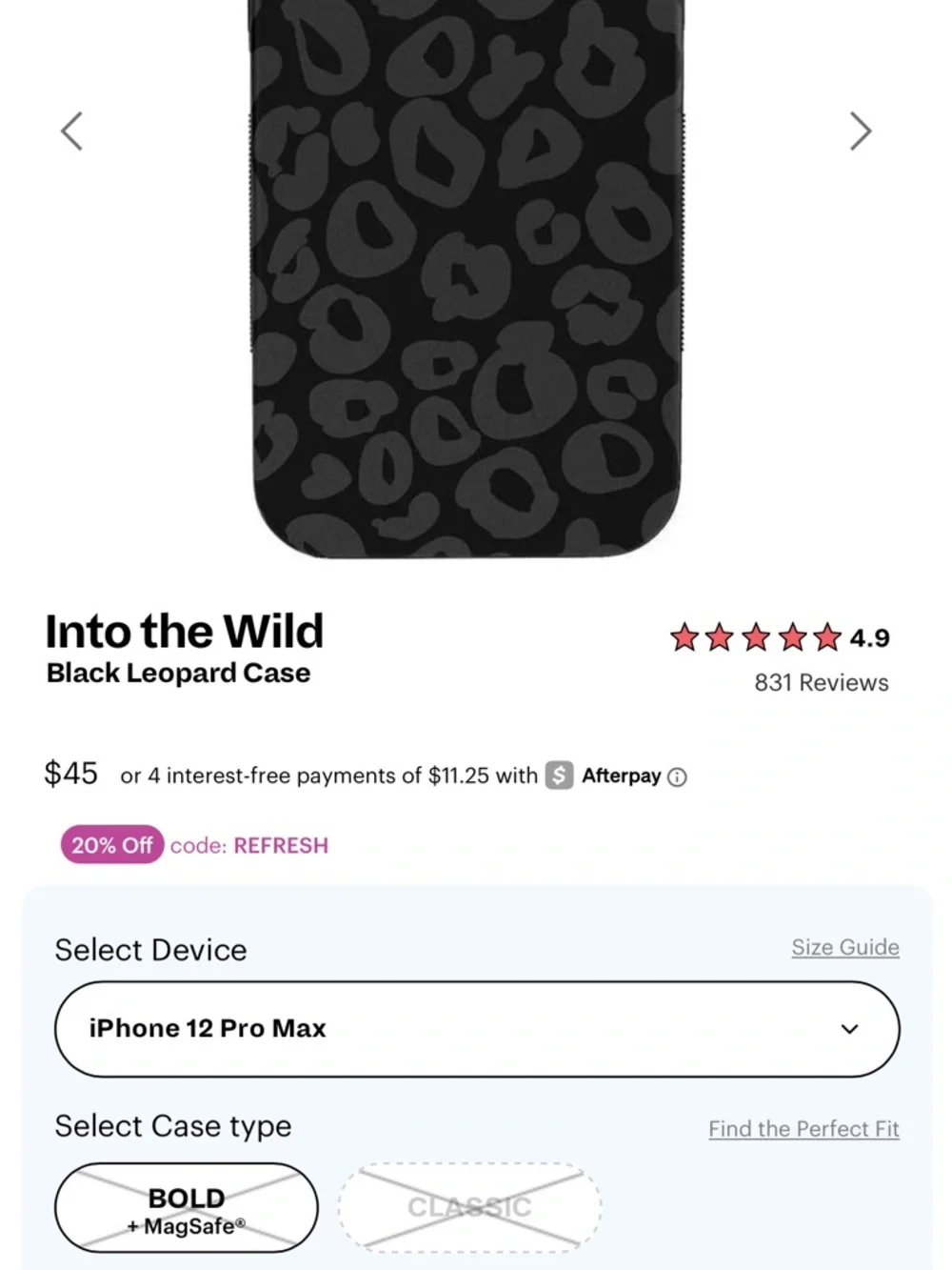 Casely Into the Wild black leopard iPhone 12 Pro Max bold MagSafe case